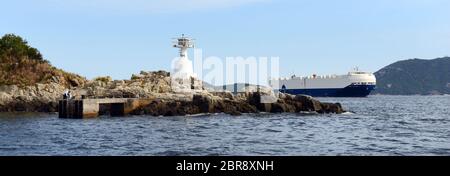 Der Leuchtturm auf der Magazine Island in Hong Kong. Stockfoto