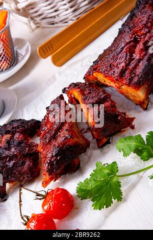 BBQ Spare Ribs vom Grill Stockfoto
