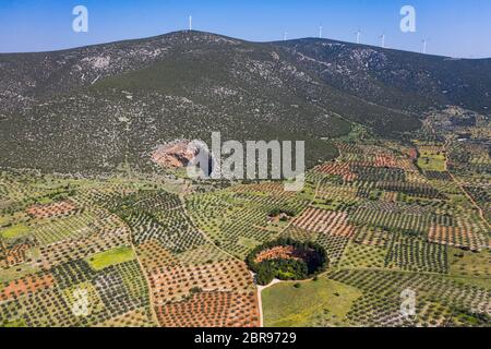 Luftaufnahme der Dolinen, Ekklisia Agios Georgos, Argolida, Griechenland Stockfoto