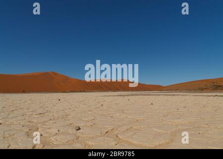 Panorama der roten Dünen von Hidden Vlei, Sossusvlei Namibia Stockfoto