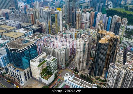 Hung Hom, Hongkong 15. Mai 2019: Draufsicht auf das Wohnviertel von Hongkong Stockfoto