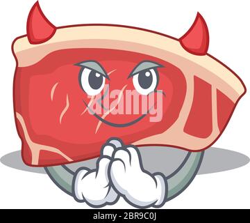 Sirloin bekleidet als Teufel Cartoon Charakter Design Konzept Stock Vektor
