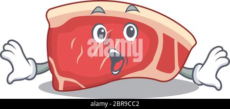 Sirloin Maskottchen Design-Konzept mit einer überraschten Geste Stock Vektor