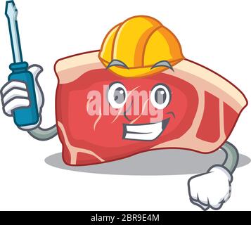 Sirloin Karikatur Design Konzept arbeitete als Automobil Stock Vektor