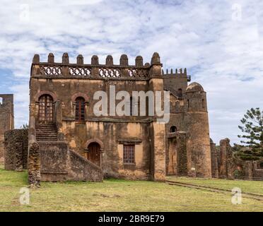 Fasil Ghebbi, königliche Festung - Stadt in Gondar, Äthiopien. Im 17. Jahrhundert von Kaiser Fasilides gegründet. Imperial Palace schloss Komplex wird auch als Stockfoto