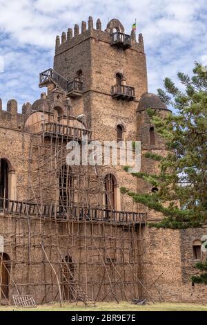 Fasil Ghebbi, königliche Festung - Stadt in Gondar, Äthiopien. Im 17. Jahrhundert von Kaiser Fasilides gegründet. Imperial Palace schloss Komplex wird auch als Stockfoto