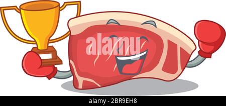 Ein eleganter Boxsieger des Sirloin-Karikaturenkonzepts Stock Vektor
