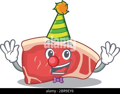 Smiley Clown Sirloin Cartoon Charakter Design Konzept Stock Vektor