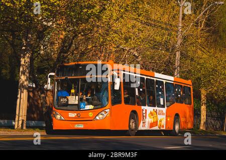 Santiago, Chile - September 2016: Ein Transitago-Bus in Santiago Stockfoto