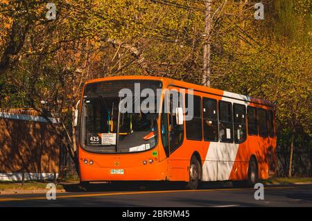 Santiago, Chile - September 2016: Ein Transitago-Bus in Santiago Stockfoto