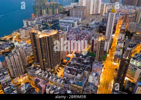 Nach Kwa Wan, Hongkong 10. Mai 2019: Blick von oben auf die Stadt Hongkong Stockfoto