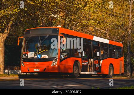 Santiago, Chile - September 2016: Ein Transitago-Bus in Santiago Stockfoto