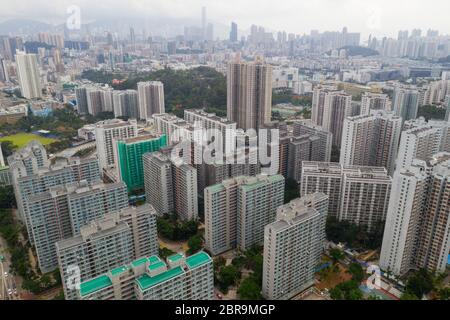 Wong Tai Sin, Hongkong 13. Mai 2019: Blick von oben auf die Stadt Hongkong Stockfoto