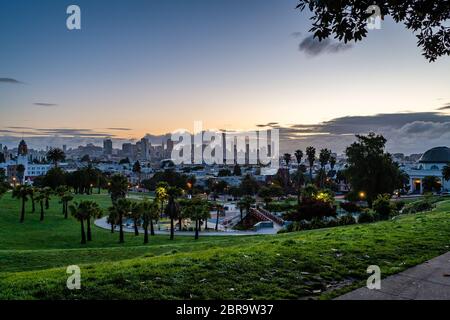 Mission Dolores Park bei Sonnenaufgang Stockfoto