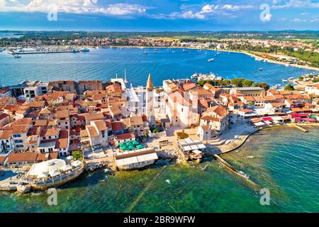 Stadt Umag historischen Küste Architektur Luftbild, Archipel der Region Istrien, Kroatien Stockfoto