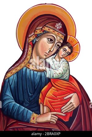 Maria von Nazareth orthodoxen Abbildung Kirche Baby Jesus theotokos Heiligen Stockfoto