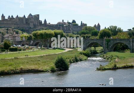 Historische befestigte Stadt Carcassonne.Aude Department, Region Occitanie.Frankreich Stockfoto
