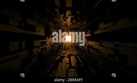 Futuristische space Tunnels Korridor mit schönen leuchtenden Glanz Hintergrund, 3D-Rendering und moderne Zukunft airhangar Tapete mit schönen Leuchten Stockfoto