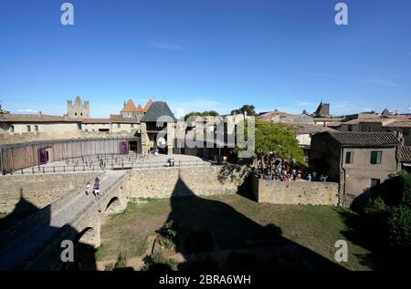 Chateau Comtal (Graf Schloss) in befestigter Stadt Carcassonne.Aude.Occitanie.Frankreich Stockfoto