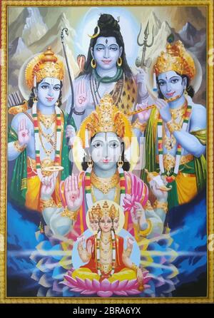 Lord Brahma Vishnu krishna Festival Musik Hinduismus Kultur Mythologie Abbildung Stockfoto