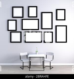 Leeren Bilderrahmen an der Wand mit Möbeln Stockfoto