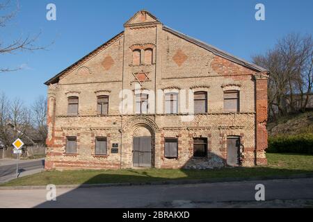 Außenansicht der jüdischen Synagoge, erbaut 1911. Zwangsschließungen während des Zweiten Weltkriegs. Die Renovierung eines Museums und eines Gemeindezentrums begann 2017. In Alytus, L Stockfoto