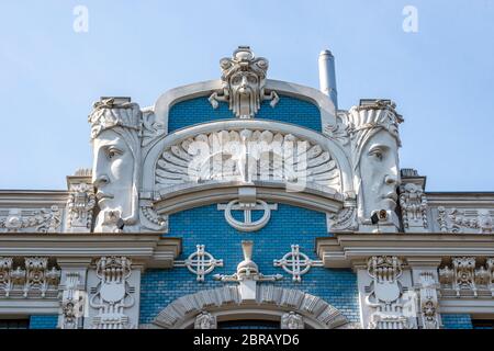 Jugend, Jugendstil-Gebäude in Elizabetes iela 33, Riga, Lettland Stockfoto