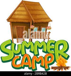Schriftdesign für Word Summer Camp auf weißem Hintergrund Stock Vektor