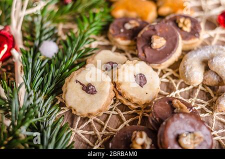 Christmass Kekse, Süßigkeiten, mehr Arten, lecker und mit Liebe Stockfoto