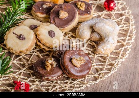 Christmass Kekse, Süßigkeiten, mehr Arten, lecker und mit Liebe Stockfoto