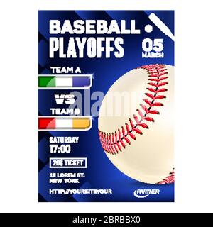 Baseball Stitched Ball Typography Poster Vektor Stock Vektor