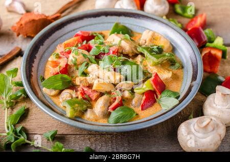 Curry Huhn Gemüse frisches Essen, essen Fotografie Stockfoto