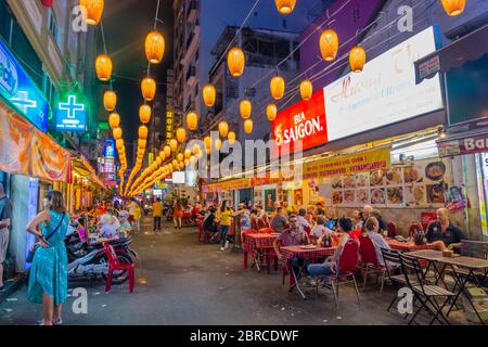 Chua an Lac, Kneipenstraße, Pham Ngu Lao, Ho Chi Minh Stadt, Vietnam, Asien Stockfoto