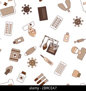 COVID-19 Infektion nahtlose Muster Hintergrund. Coronavirus Pandemie Zeichen Vektor-Illustration. Stock Vektor