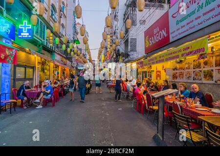 Chua an Lac, Kneipenstraße, Pham Ngu Lao, Ho Chi Minh Stadt, Vietnam, Asien Stockfoto