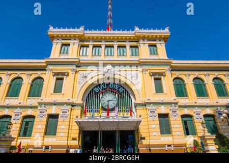 Buu Dien, Saigon Central Post Office, Dong Khoi, Ho Chi Minh City, Vietnam, Asien Stockfoto