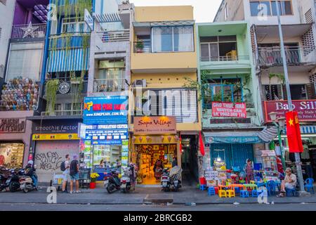 De Tham Street, Pham Ngu Lao, Ho Chi Minh Stadt, Vietnam, Asien Stockfoto
