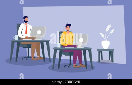 Elegante Geschäftsleute, die im Büro arbeiten Stock Vektor