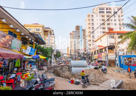 Serendipity Beach Road, unter 2020 Bau, Sihanoukville, Kambodscha, Asien Stockfoto