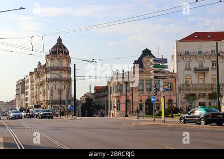 Coimbra, Portugal - 16. Juli 2019: Alte Stadt Coimbra, Portugal an einem schönen Sommertag Stockfoto