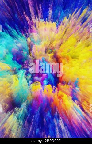 Digitale abstrakte Kunst. Farbe Splash. Schöne Kombination von gemischten Farben. Stockfoto