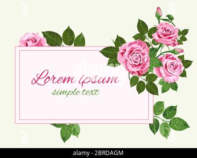 Save the date, rsvp, danke Karte Vorlage mit rosa Rosen auf dem hellgrünen Hintergrund, kopieren Raum. Blumenmuster für Begrüßung oder Einladung Stock Vektor