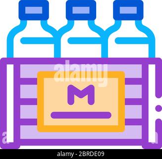 packung Milchflaschen Symbol Vektor-Umriss Illustration Stock Vektor