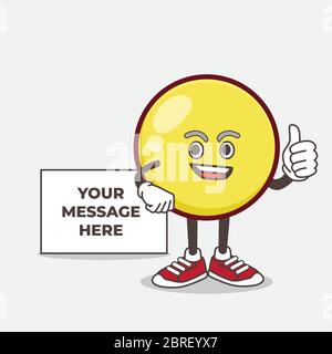 Eine Illustration von Yellow Ball Emoticon Cartoon Maskottchen Charakter mit Whiteboard Stock Vektor