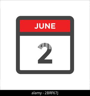 Kalendersymbol am 2. Juni - Tag des Monats Stock Vektor
