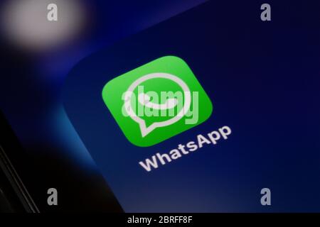 Ostersund, Schweden - 21. Mai 2020: WhatsApp Messenger Application Icon. WhatsApp ist eine amerikanische Freeware, Cross-Plattform Messaging und Voice over IP se Stockfoto