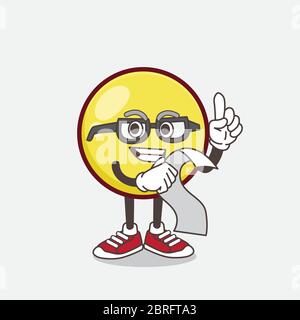 Eine Illustration von Yellow Emoticon Cartoon Maskottchen Charakter mit einem Menü Stock Vektor