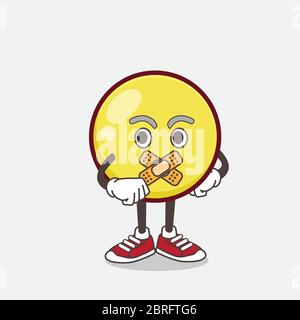 Eine Illustration von Yellow Emoticon Cartoon Maskottchen Charakter macht eine stille Geste Stock Vektor