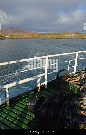 CALMAC Fähre Überfahrt von Kilchoan nach Tobermory, Sound of Mull, Schottland Stockfoto