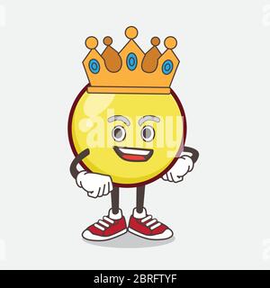 Eine Illustration von Yellow Emoticon Cartoon Maskottchen Charakter stilisiert König auf Cartoon Maskottchen Design Stock Vektor